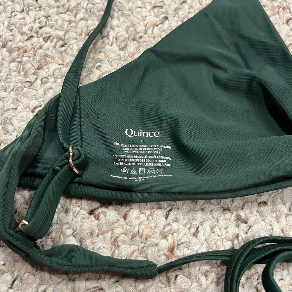 NEW Quince Italian Knotted Triangle Bikini Top L Green Summer Vacation Casual - Picture 4 of 4